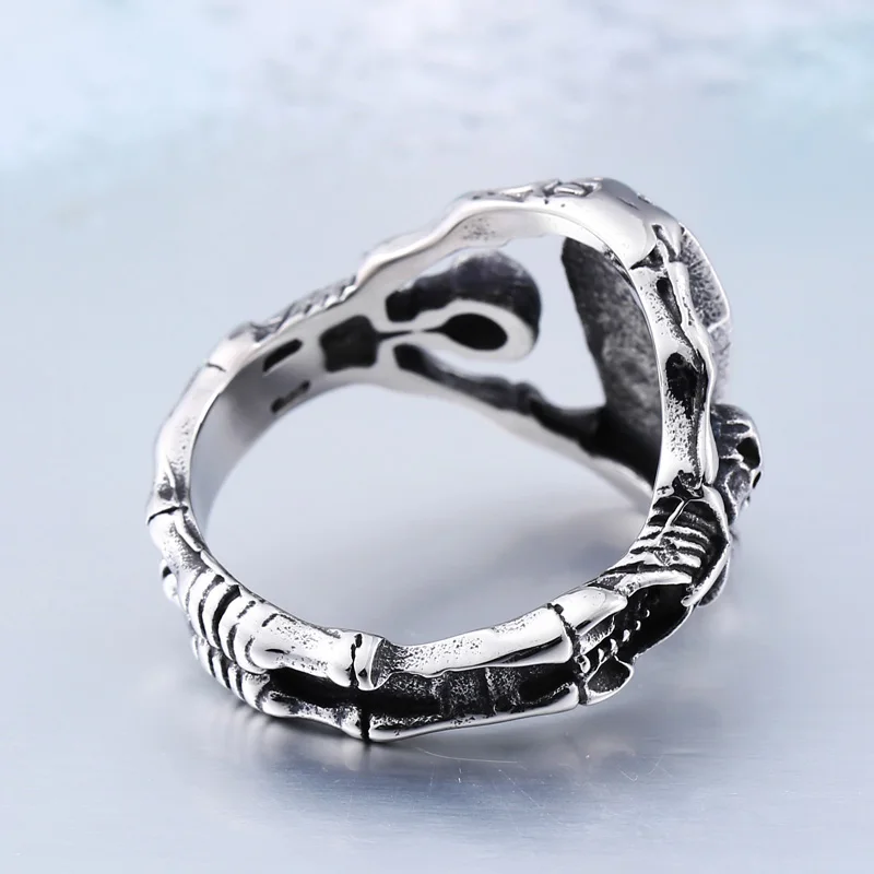 Mcllroy Fashion Ring Red gem Stainless steel 316L Personality Vintage style Skull rings Men's wedding jewelry Anel masculino