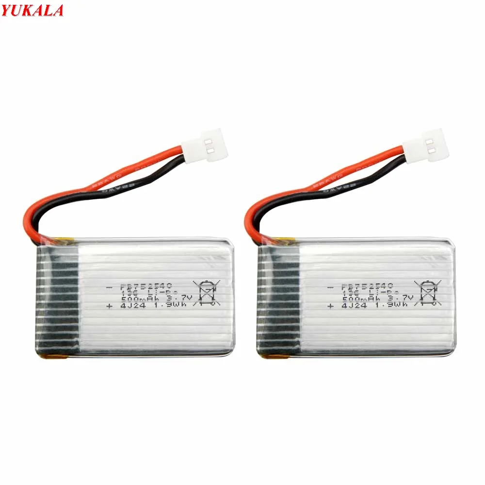 

YUKALA 3.7V500mAh Battry For X5C X5SC X5SW M68 four-axis Model aircraft 3.7V 500Mah Li-polymer Battery
