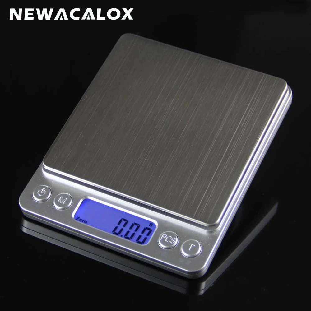 

NEWACALOX 500g x 0.01g LED Digital Scale Sterling Silver Jewelry Scale Pocket High Precision Electronic Weighting Scales