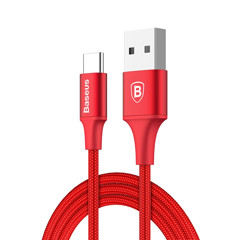 Baseu Lighting usb type C кабель USBC Быстрая зарядка зарядное устройство USB-C type-c кабель для samsung S10 S9 Xiaomi Mi 9 8 One Plus 6t 6 5t - Цвет: Red