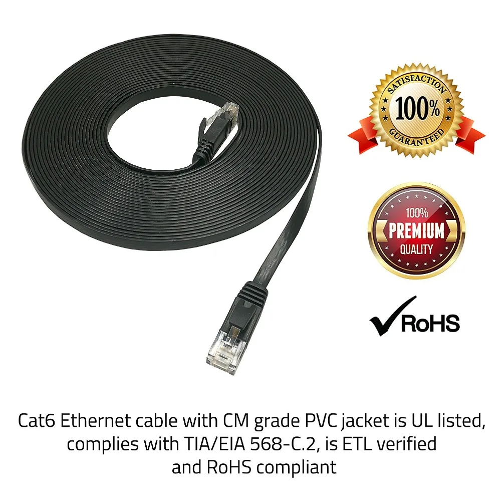 LNYUELEC-Cable de conexión Ethernet CAT 6 RJ45 para ordenador, enrutador, LaptopCAT6, plano, 250MHz, 1000Mbps