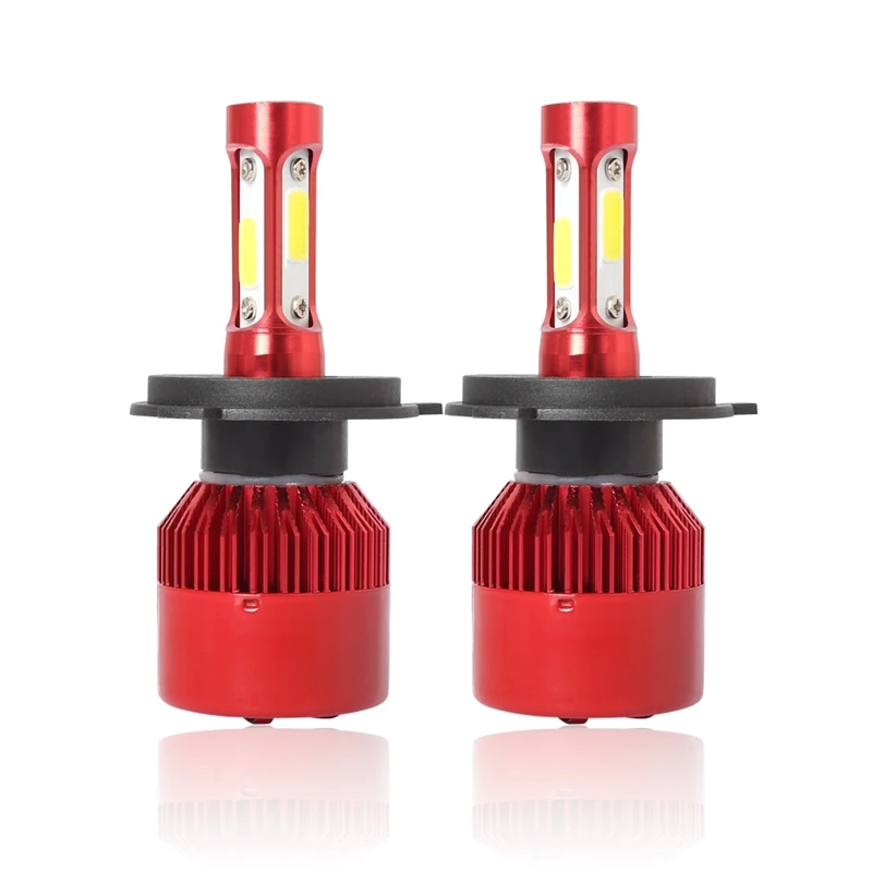 

S2 H4 Car LED Headlight Bulbs 6500K 72W 8000LM COB LED Headlamp Fog Light Red