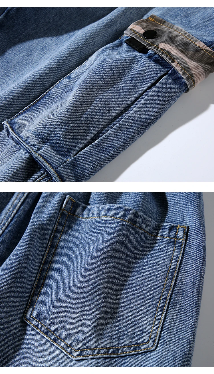 Мужские джинсы с инструментами 2019 летние новые японские Свободные рабочие стильные джинсы с 9 точками модная трендовая Мужская одежда для