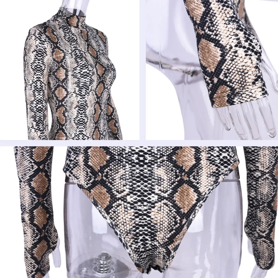 Змеиная кожа Водолазка с длинным рукавом боди сексуальный облегающий ...