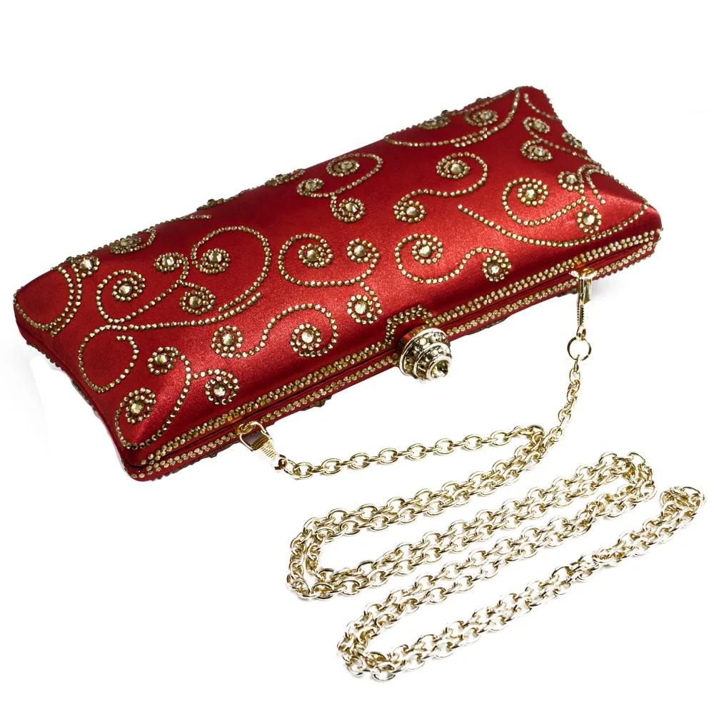 Итальянский Красный клатч, кошелек, портмоне вечерние клатч Сумки для женщин партии свадебное с кристаллами Королевский синий/золото