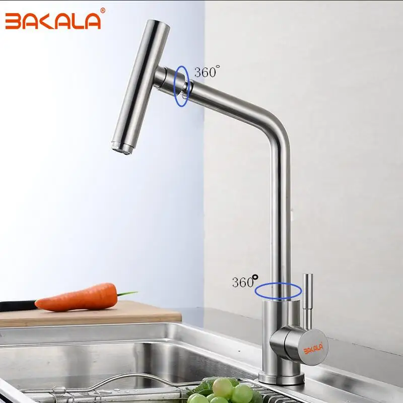 Bakala High End 304 Stainless Steel Rotary Kitchen Faucet Hot And