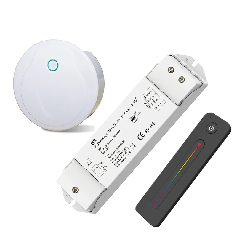 Светодиодный контроллер полосы пропускания RGB AC 110 V-240 V вход Wifi и 2,4G RF беспроводной пульт дистанционного управления DC 110 V-240 V Высокое напряжение RGB светодиодные полосы контроллер
