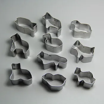 

(10set/lot)Free Shipping FDA High Quality Metal 10pcs Animals Shape Cookie Cutters set