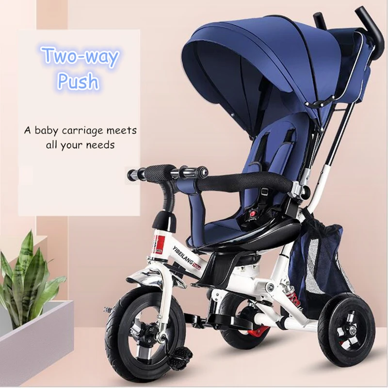

Two Way Push Folding Three Wheels Baby Tircycle Reclining Children's Umbrella Stroller Pushchair Bicycle Outdoor Sports Gift