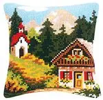 

Spring house Tapestry pillow Cross-stitch Cushion Kit Chunky Pillowcase 100% Acrylic Yarn Kits for Embroidery