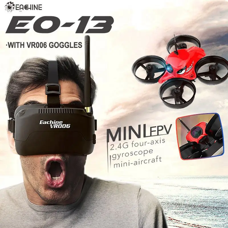 

Eachine E013 Micro FPV RC Racing Quadcopter With 5.8G 1000TVL 40CH Camera VR006 VR-006 3 Inch Goggles VR Headset Helicopter Toy