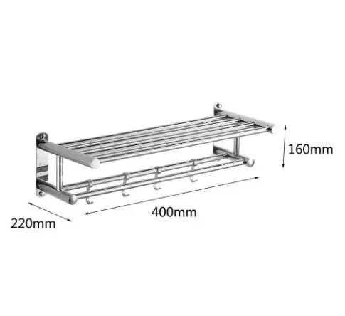 Держатель для полотенец из нержавеющей стали, настенный держатель для полотенец, органайзер для полотенец и одежды, полка для хранения с 4 крючками, Лидер продаж - Цвет: 40CM