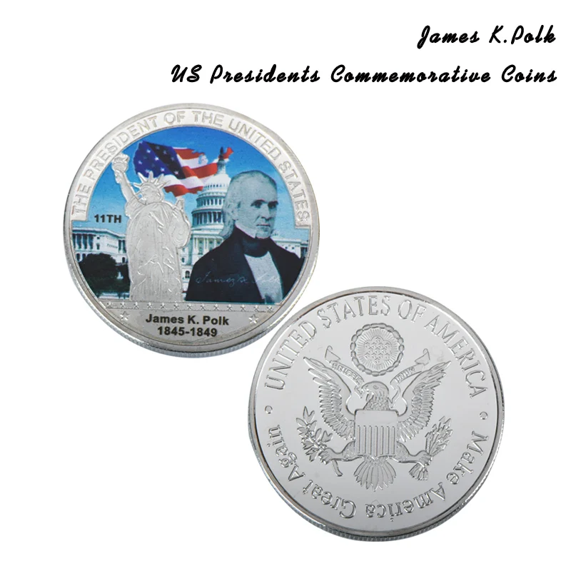 Decorative Metal Crafts American 11th President James K Polk Silver Coin Gifts