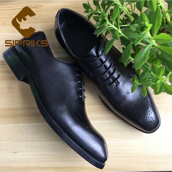 

Sipriks Mens Leather Carved Oxfords Elegant Male Wedding Shoes Boss Men Business Office Work Shoes Formal Tuxedo Dress Bullock