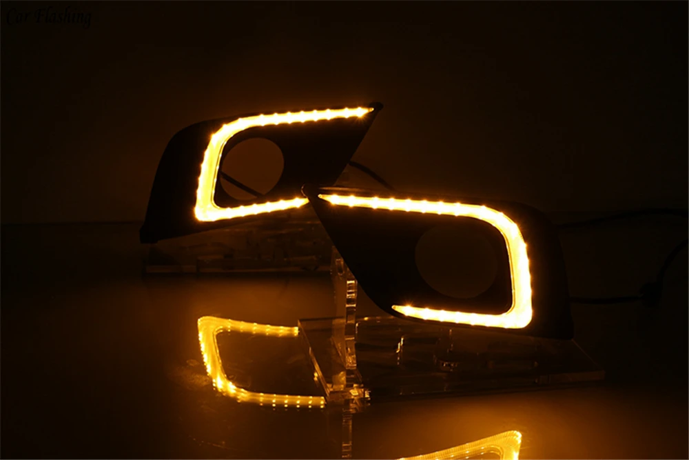 Автомобильный flahsing 2 шт. DRL Габаритные огни колпак противотуманных фар 12V дневной свет с желтым сигналом поворота для Nissan Murano