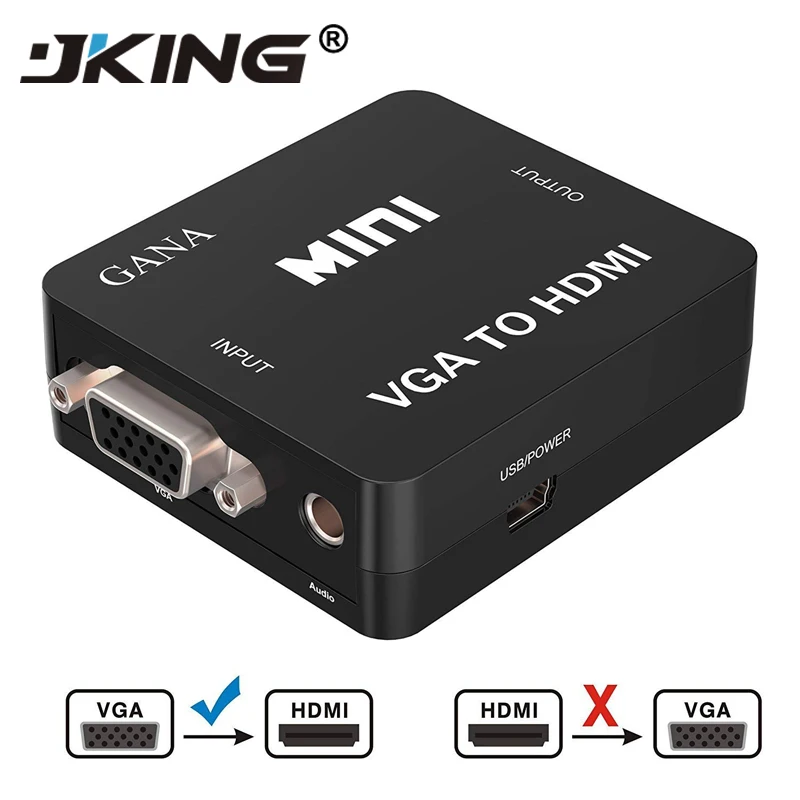 

JKING New Hot VGA2HDMI Mini VGA to HDMI Converter with 1080P Audio Adapter Connector for Notebook PC for HDTV Projector