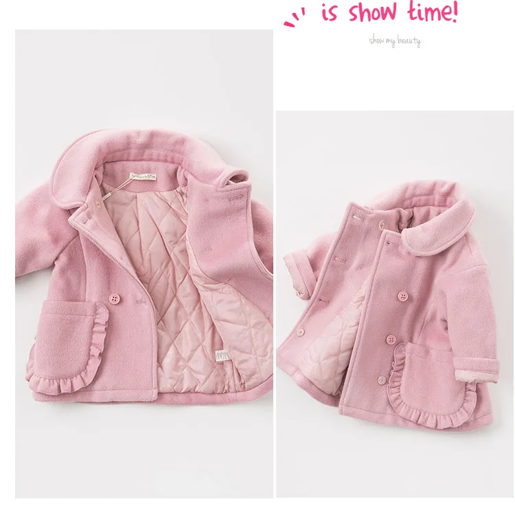 DBM8268 dave bella/осеннее модное пальто для маленьких девочек Детская верхняя одежда детская розовая одежда высокого качества