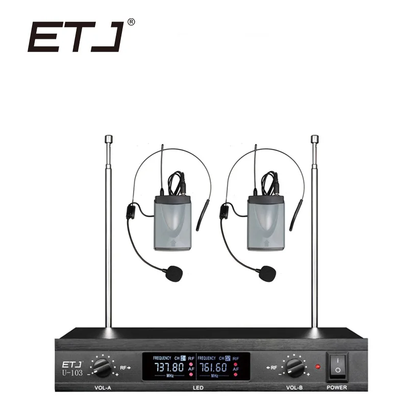 ETJ бренд двойной беспроводной микрофон изменяемый ручной поясной беспроводной микрофон U-103
