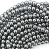 Free Shipping Natural Stone Black/Gold/Rainbow/Silver Plated Hematite round Beads 4 6 8 10 MM 16