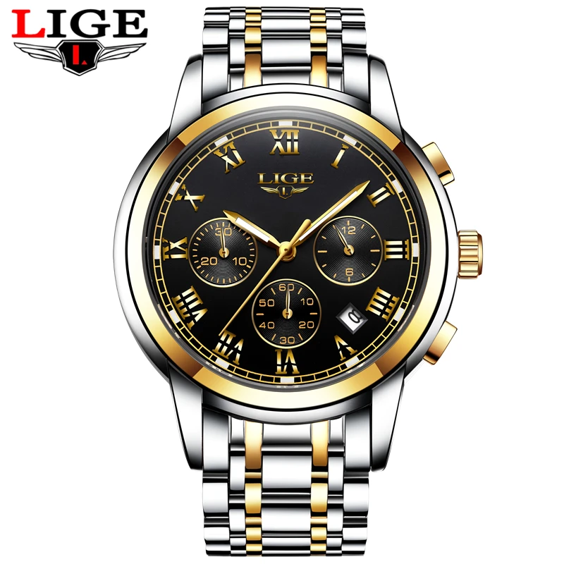 2017 Fashion Luxury Brand LIGE Chronograph Men Sports Watches Waterproof Full Steel Casual Quartz Men's Watch Relogios Masculino