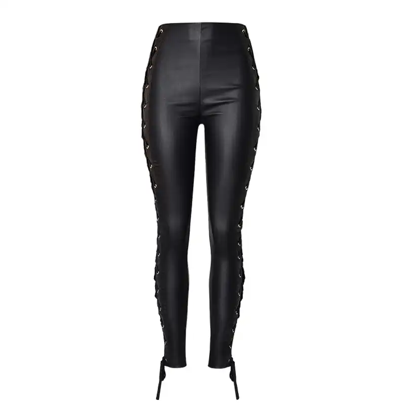 black leather pants womens plus size