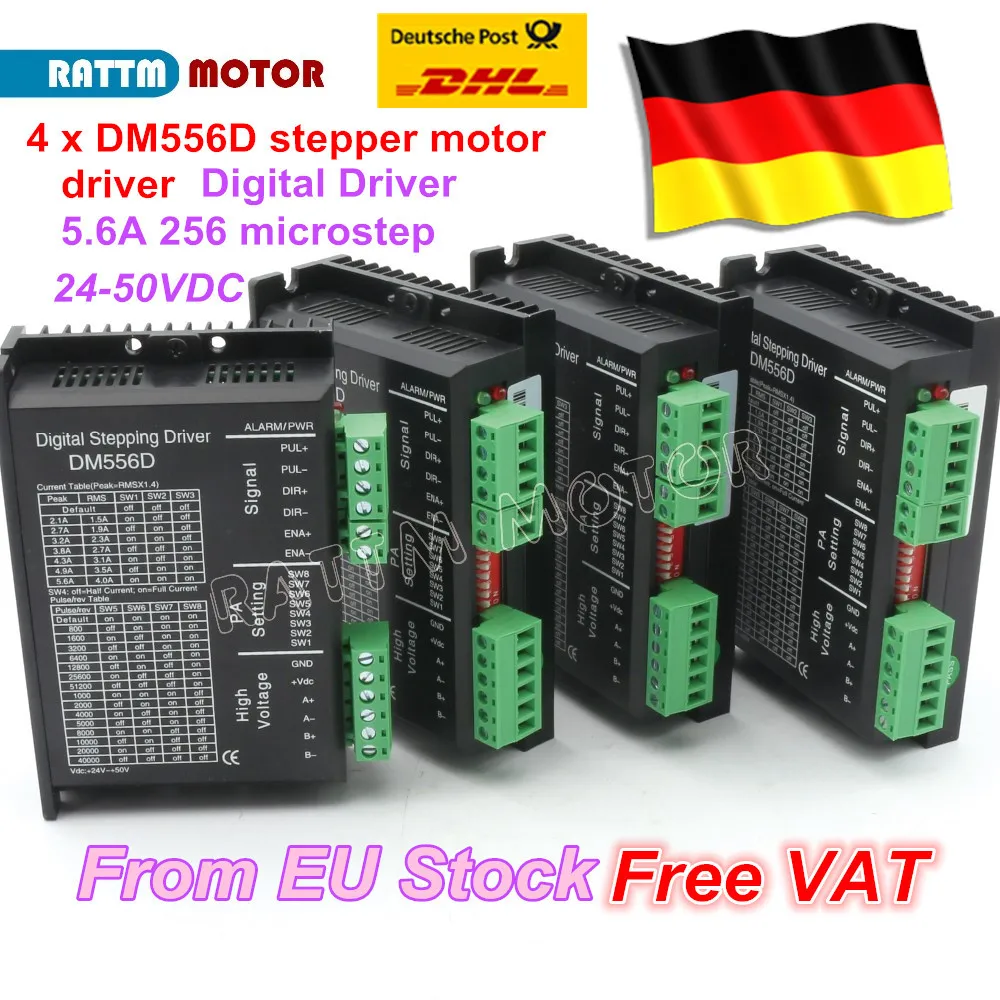 

4PC DM556D Digital stepper motor driver 5.6A 256 microstep High performance design fit nema17 to nema 23 motor CNC
