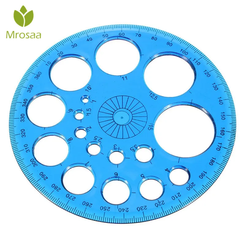 2pcslot 360 degree circular plastic protractor ruler template circle