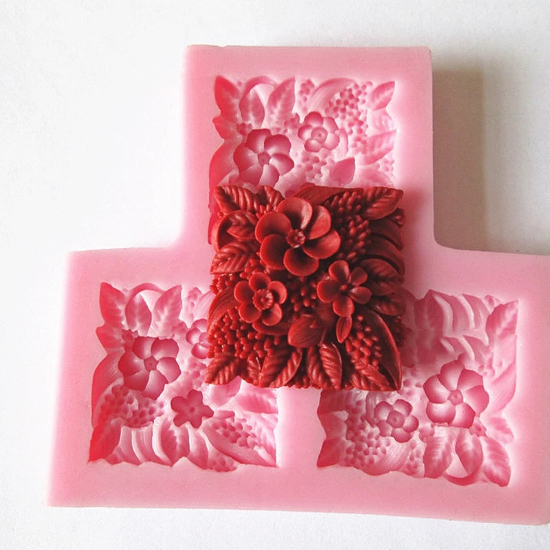 3 отверстия квадратные цветы силиконовые формы для цветов fondant глина инструменты