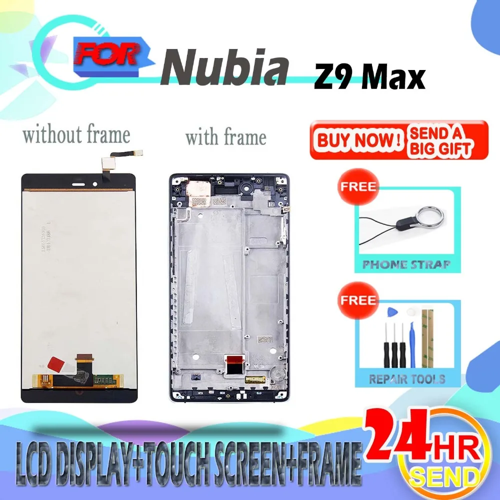 

SZHAIYU LCD For ZTE Nubia Z9 Max NX510J NX512J LCD Display Touch Screen Frame Digitizer Assembly Replacement With Free Tools