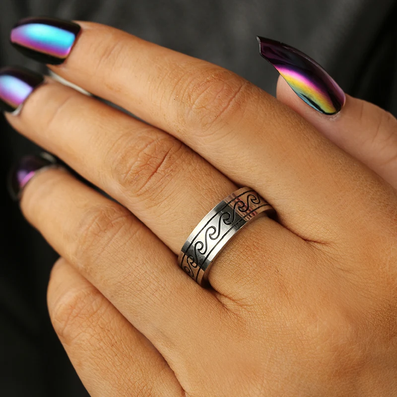 Tocona Bohemian Antique Silver Adjustable Wave Rings for Women Metal Alloy Opening Surfer Ring Boho Jewelry Accessories 4745
