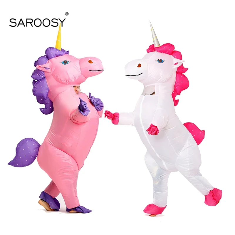 

SAROOSY New Horse Unicorn Inflatable Costumes Carnival Halloween Party Cosplay Costumes Free with Inflatable Fans Blow Suits