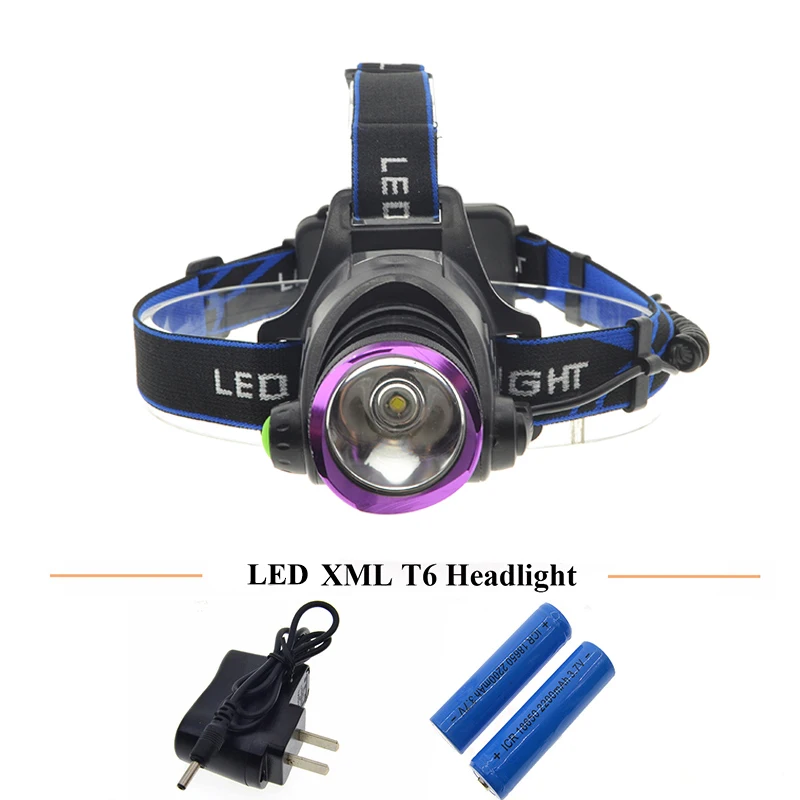 

2000 Lumens XM-L T6 LED Headlamp rechargeable Headlight Flashlight Head Lamp Ligh + 2pcs 18650 Battery + Charger