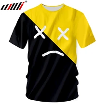UJWI mężczyzna duży rozmiar wypoczynek O szyi Tshirt 3D wydrukowane na czarno żółty wyraz kreatywny męski t-shirt różne kolory tematu