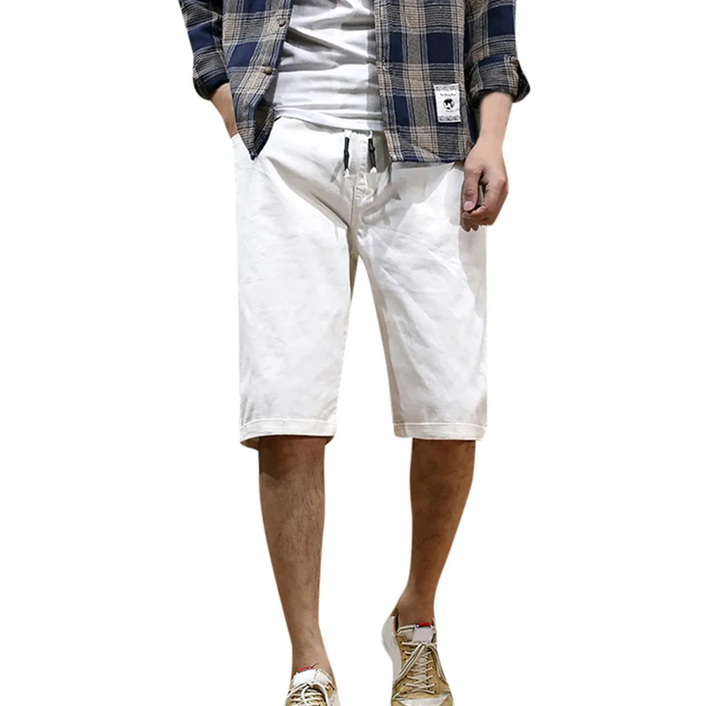 Jaycosin Men's Solid Straight Short Pants Casual New Fashion Drawstring Pants Summer Loose Shorts Nuevos Pantalones De Moda
