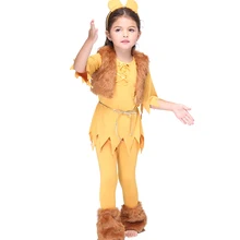 Милый костюм для девочек с изображением Льва и кошки, карнавальный костюм для Хэллоуина, Детский костюм для костюмированной вечеринки с животными для девочек
