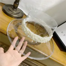 01905-yuchun-pearl модные, прозрачные жемчужная лента Грейс Леди женская панама праздничное элегантное Праздничная шляпа