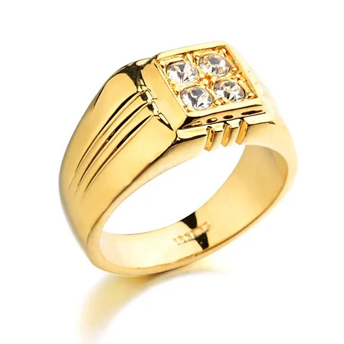 Real Brand TracyKwok Rings for men Genuine austrian crystal  Gold Color Fashion wedding ring  New Sale Hot #RG90044