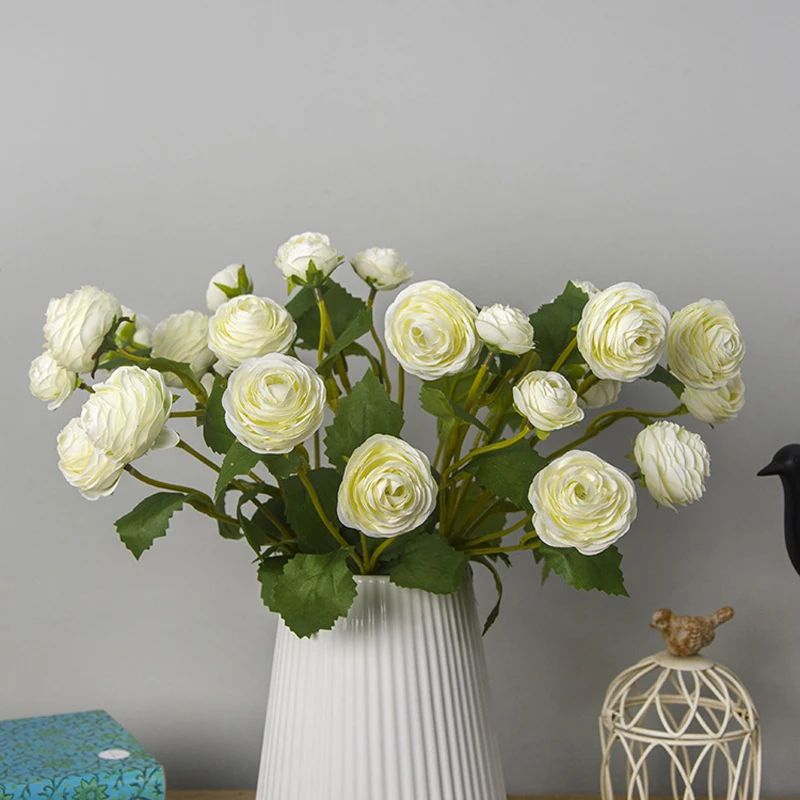 Artificial Flower Mini Camellia Lotus Single Branch Floral Arrangement