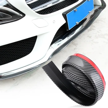 

2.5M Carbon Fiber Car Styling Strips Sticker Body Kit Wrap Protector Protcetion Front Bumper Scratches Guard Lip Rubber Clips