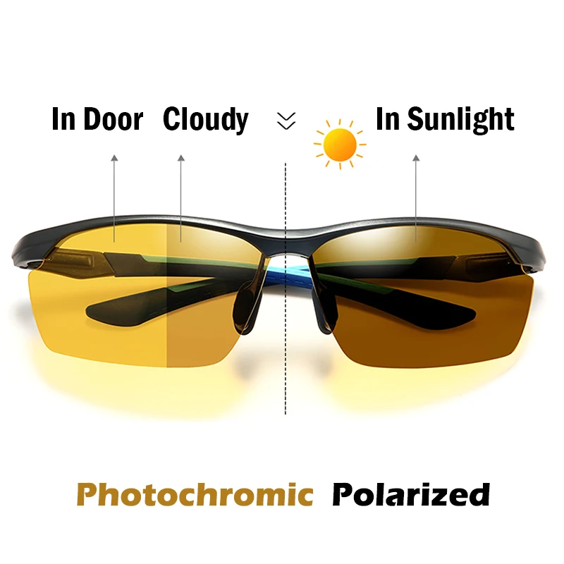 Night Photochromic Polarized Cycling Sunglasses Men Sports Eyewear