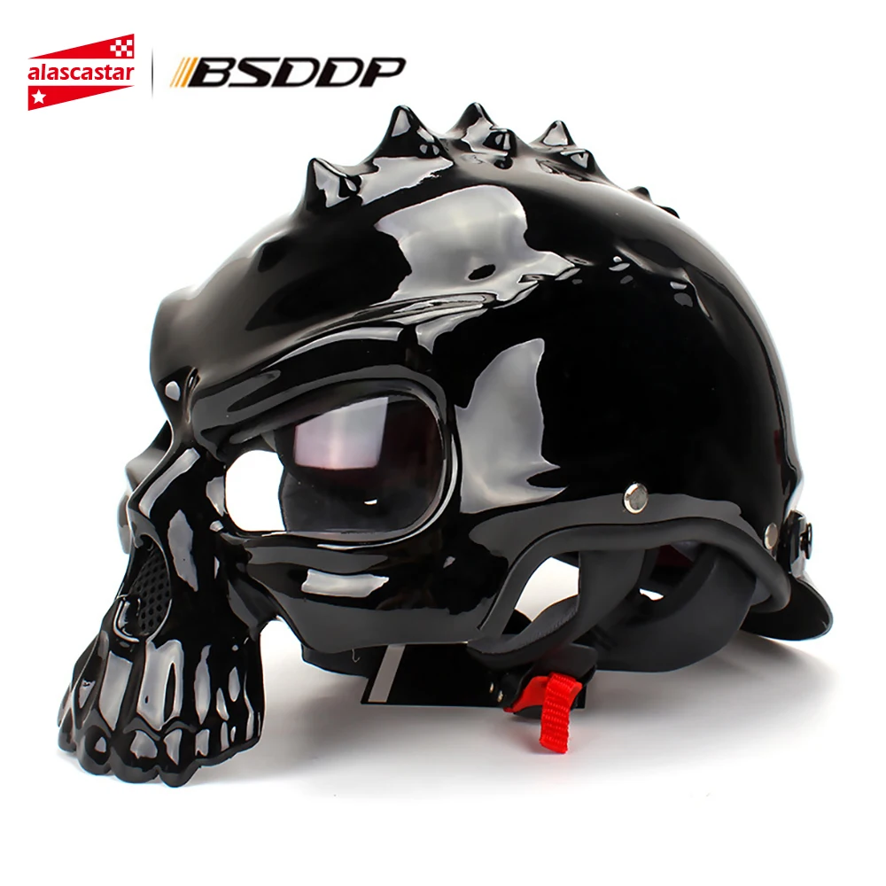

NEW Open Face Helmet Skull Motorcycle Helmet Retro Motorbike Biker Casco Motocross Casco Moto Helmets Double-sided Wearable