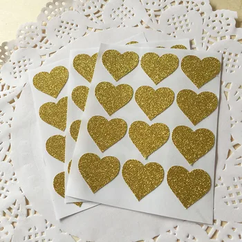 

Gold/Silver Glitter Heart Stickers Labels for Birthday Baby Shower Wedding Party Decorations DIY For Envelope/Jewelry/Box/Bag
