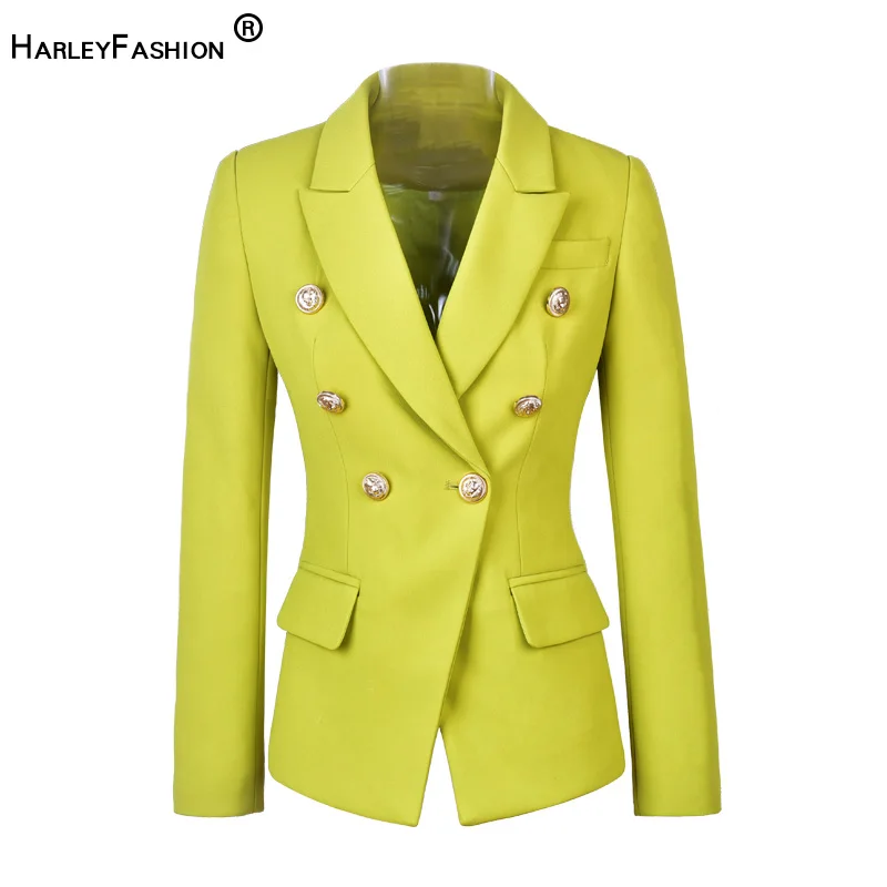 Женский двубортный Блейзер HarleyFashion яркий яркого цвета модные базовые