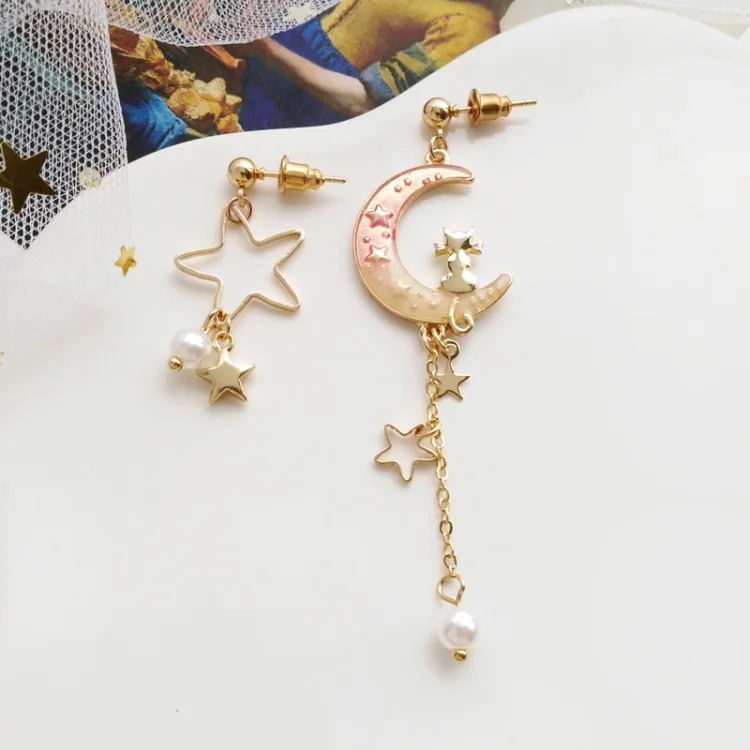 Аниме Сейлор Мун Мечта небо серьги в виде Луны и звезды для женщин Harajuku мода имитация жемчуга Серьги ювелирные изделия реквизит подарки на праздник