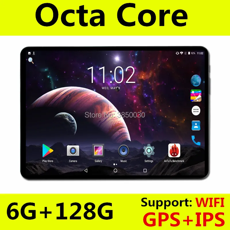 10 дюймовый планшет поддерживает YouTube Octa Core 6 ГБ Оперативная память 128 Гб Встроенная память 3g, 4G, FDD, LTE, Телефонный звонок Android 8,0 планшет gps WI-FI