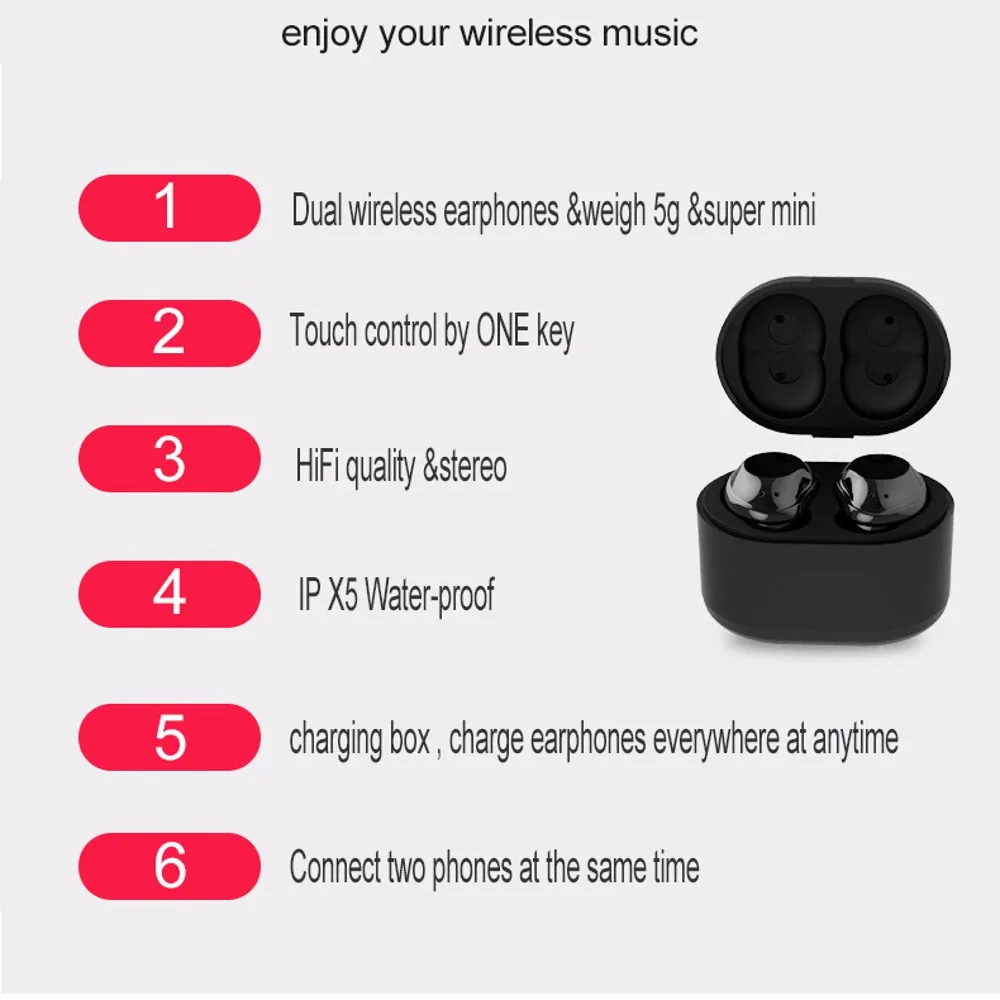 JQAIQ Tws Mini Bluetooth Headsets Wireless Earbuds In Ear Touch Earphones Handsfree Earpieces For Android Iphone Samsung
