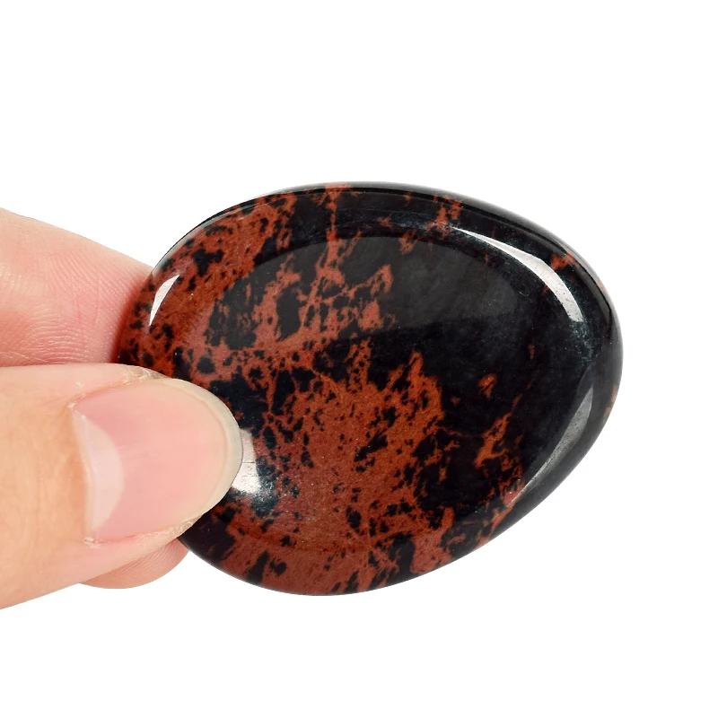 

Gemstone Natural mahagony jasper Thumb Worry Stone 48*40*8 mm mineral quartz Crystal for Anxiety Healing Reiki Oval Palm Stones
