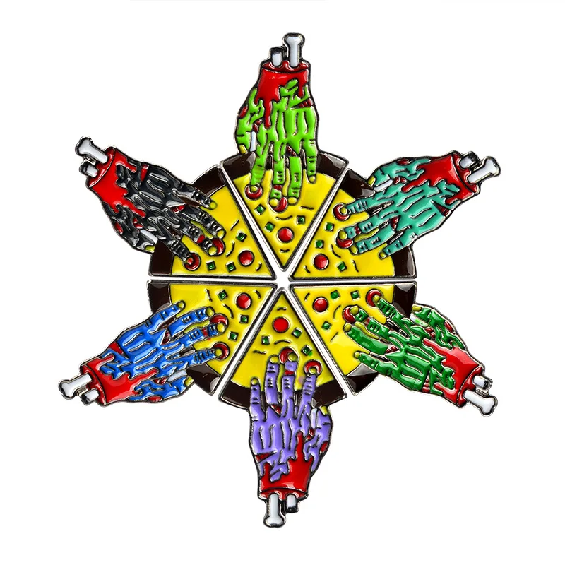 

DoreenBeads Cartoon Pizza Brooch Pins Enamel Zombie hand Pizza Pin Buckle Denim jacket Coat Collar Best Friends Pin Badge 1PC