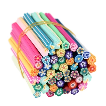 

50pcs 5mm 3D Nail Fimo Rods Mixed Styles Fimo Polymer Clay Cane Colorful Nail Stickers DIY Nail Art Decorations
