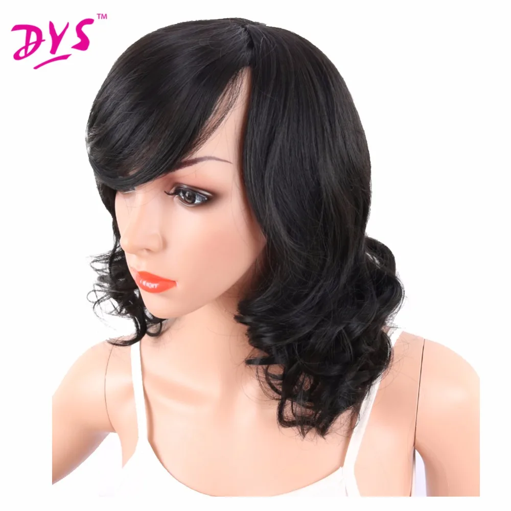 Deyngs Big Curly Synthetic Wigs with Bangs Japanese Kanekalon Fiber Heat Resistant Full Wigs for Women Girls Lady Natural Black (4)